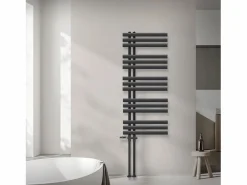 Radiador de panel antracita para baño 500x1200mm con conexión central universal^LuxeBath Hot