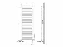 LuxeBath Toallero Eléctrico|Radiador eléctrico antracita con resistencia cromada 900W, 500 x 1500 mm