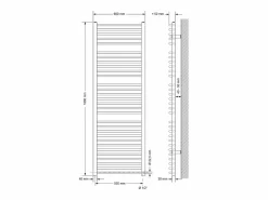 Radiador eléctrico con resistencia calefactora 1200W, 600 x 1800 mm, antracita^LuxeBath Hot