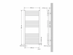 Radiador Sahara Design con resistencia eléctrica de 1200 W, 600 x 1200 mm, color^LuxeBath Hot