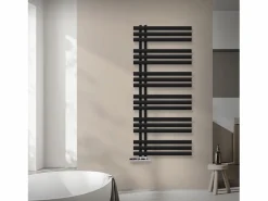 LuxeBath Radiador toallero de baño Iron EM de acero mate 600x1400 mm Negro Outlet