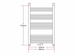 vidaxl Radiador toallero de baño con rieles curvados 600 x 1160 mm Blanco Best