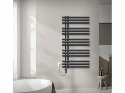 Radiador toallero eléctrico antracita 600 x 1200mm con elemento calefactor 1200W^LuxeBath New