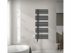 Radiador toallero eléctrico antracita 500 x 1200 mm con elemento calefactor 900W^LuxeBath Online