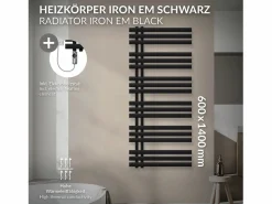 LuxeBath Toallero Eléctrico|Radiador toallero eléctrico mate 600 x 1400mm con elemento calefactor 900W
