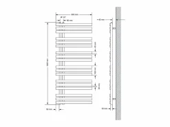 LuxeBath Toallero Eléctrico|Radiador toallero eléctrico mate 600 x 1400mm con elemento calefactor 900W