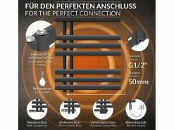 LuxeBath Toallero Eléctrico|Radiador toallero eléctrico antracita 500 x 1000 mm con elemento calefactor 300W