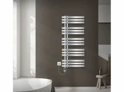 LuxeBath Radiador toallero eléctrico cromado 500 x 1200 mm con elemento calefactor 1200W Plateado New