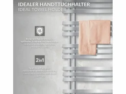 LuxeBath Radiador toallero eléctrico cromado 500 x 1200 mm con elemento calefactor 1200W Plateado New