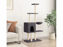Rascador para gatos con postes de sisal oscuro 145 cm^Clicnbuy Sale