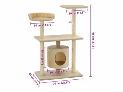 Clicnbuy Rascador para gatos con postes rascadores de sisal 95 cm Beige