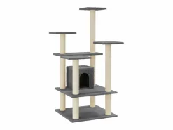 Clicnbuy Juego De Animales|Rascador para gatos con postes de sisal oscuro 110 cm