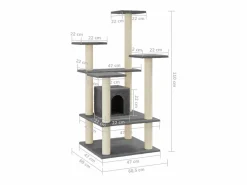 Clicnbuy Juego De Animales|Rascador para gatos con postes de sisal oscuro 110 cm