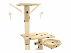 Clicnbuy Rascador para gatos con poste de sisal 230-250 cm huellas Beige Best