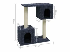 Clicnbuy Juego De Animales|Rascador para gatos con postes de sisal oscuro 60 cm