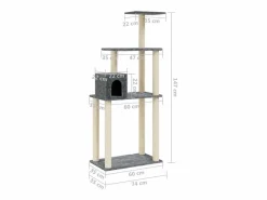 Rascador para gatos con postes de sisal oscuro 147 cm^Clicnbuy Clearance