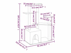 Rascador para gatos con postes de sisal claro 107,5 cm^Clicnbuy
