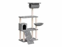 Clicnbuy Rascador para gatos con postes de sisal claro 131 cm Gris Hot