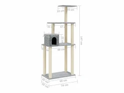 Rascador para gatos con postes de sisal claro 147 cm^Clicnbuy