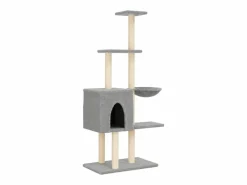 Clicnbuy Rascador para gatos con postes de sisal claro 145 cm Gris New