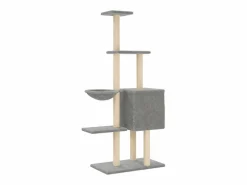 Clicnbuy Rascador para gatos con postes de sisal claro 145 cm Gris New
