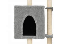 Clicnbuy Rascador para gatos con postes de sisal claro 145 cm Gris New
