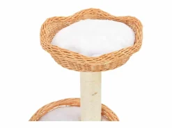 Rascador para gatos con poste de sisal madera natural de sauce ES451498 Marru00f3n Discount