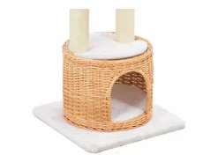 Rascador para gatos con poste de sisal madera natural de sauce ES451498 Marru00f3n Discount