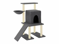 Rascador para gatos con postes de sisal oscuro 96,5 cm^Clicnbuy New