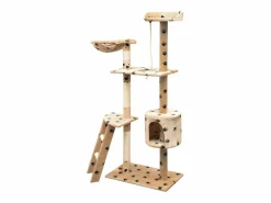 Clicnbuy Rascador para gatos poste rascador de sisal 150cm huellas Beige Best