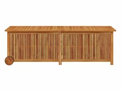 Garden Furniture Rautavaara Caja de almacenaje jardín con ruedas madera acacia 150x50x58 cm Marru00f3n Outlet
