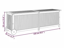Garden Furniture Rautavaara Caja de almacenaje jardín con ruedas madera acacia 150x50x58 cm Marru00f3n Outlet