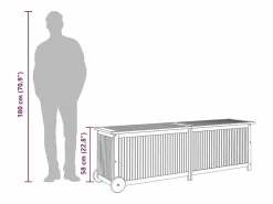 Garden Furniture Rautavaara Caja de almacenaje jardín con ruedas madera acacia 150x50x58 cm Marru00f3n Outlet