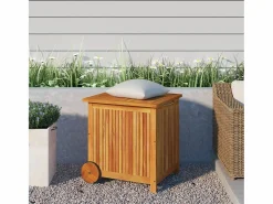 Garden Furniture Rautavaara Caja de almacenaje de jardín ruedas acacia maciza 60x50x58 cm Marru00f3n Best