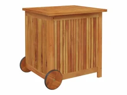 Garden Furniture Rautavaara Caja de almacenaje de jardín ruedas acacia maciza 60x50x58 cm Marru00f3n Best