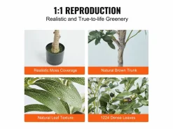 Árbol Artificial SucceBuy 179 cm, Planta Artificial PE, para Casa Oficina Centros Comerciales Interior Exterior^
