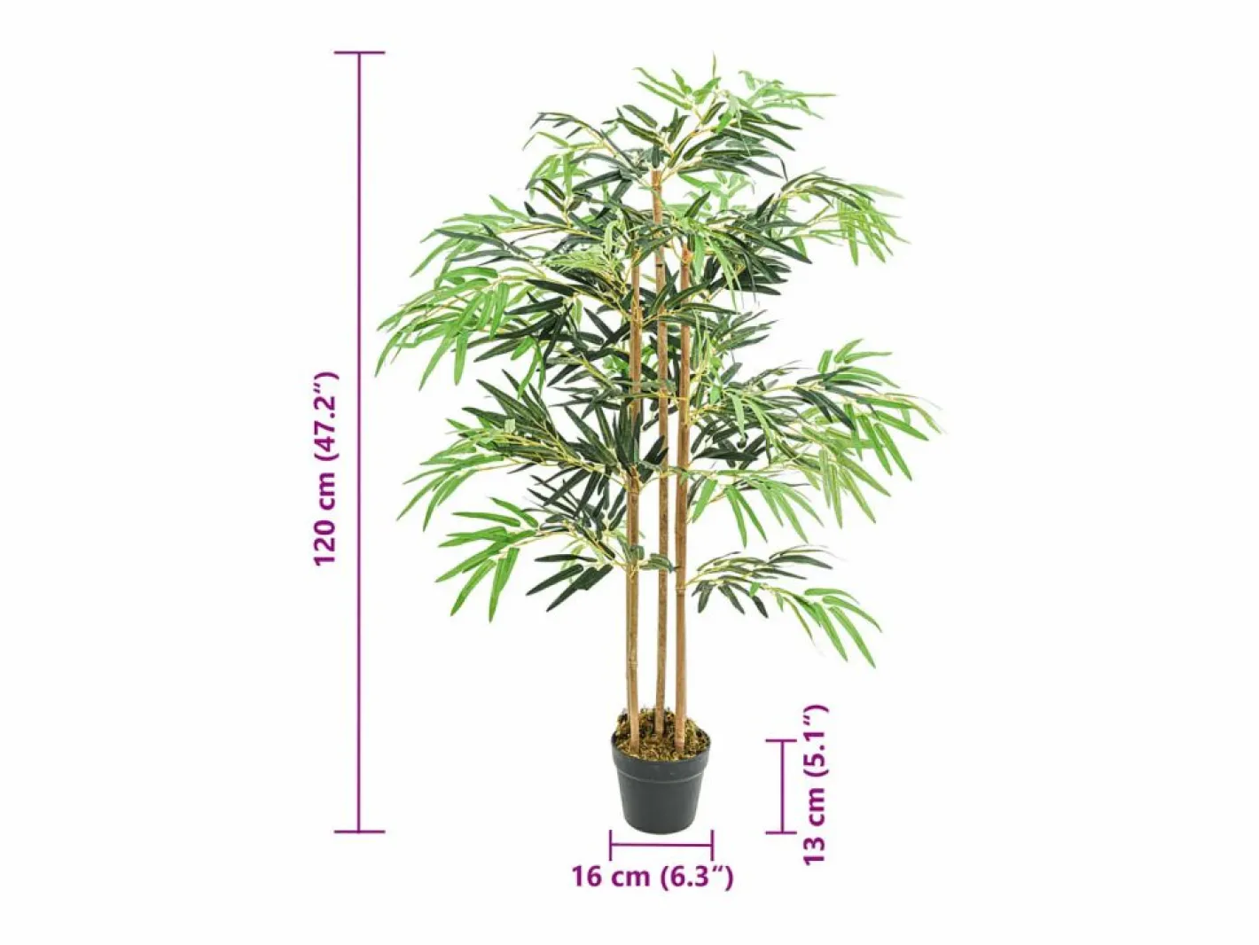 Árbol de bambú artificial con 730 hojas 120 cm ES140567 Verde Clearance