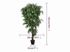 Árbol de mango artificial 600 hojas 150 cm Verde Outlet