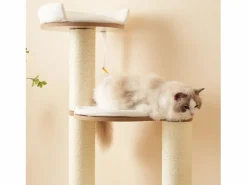 Árbol para gatos - 60 x 48 x 135 cm - con 3 plataformas + 1 casita + colchonetas extraíbles - MDF -^Merax