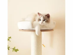 Árbol para gatos - 60 x 48 x 135 cm - con 3 plataformas + 1 casita + colchonetas extraíbles - MDF -^Merax