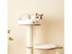 Árbol para gatos - 60 x 48 x 135 cm - con 3 plataformas + 1 casita + colchonetas extraíbles - MDF -^Merax