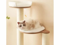 Árbol para gatos - 60 x 48 x 135 cm - con 3 plataformas + 1 casita + colchonetas extraíbles - MDF -^Merax