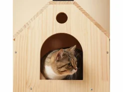 ModernLuxe Juego De Animales|Árbol para gatos 80×40×152 cm - con 4 plataformas - 2 casitas para gatos - rodillo para gatos - rascador para gatos - natural