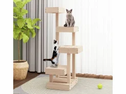 Clicnbuy Árbol para gatos madera maciza de pino 45,5x49x103 cm Marru00f3n New