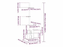 Clicnbuy Juego De Animales|Árbol rascador gatos suelo a techo oscuro 250,5-276,5 cm