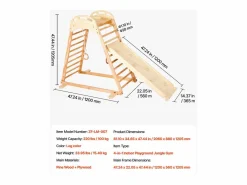 Área de Juegos Interior SucceBuy de Madera 4-en-1, con Pared de Escalada, Tobogán, Escalera de Madera y Anillos de Gimnasia, Estructura de Juegos^ Best