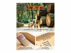 Área de Juegos Interior SucceBuy de Madera 4-en-1, con Pared de Escalada, Tobogán, Escalera de Madera y Anillos de Gimnasia, Estructura de Juegos^ Best