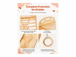Área de Juegos Interior SucceBuy de Madera 4-en-1, con Pared de Escalada, Tobogán, Escalera de Madera y Anillos de Gimnasia, Estructura de Juegos^ Best