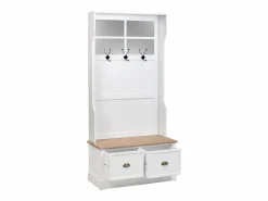 Recibidor perchero de madera con 2 cajones blanco^ Sale