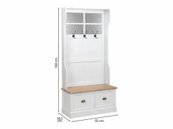 Recibidor perchero de madera con 2 cajones blanco^ Sale